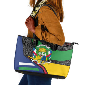 Central African Republic Leather Tote Bag Multicolor Tribal Design - African Pride