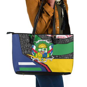 Central African Republic Leather Tote Bag Multicolor Tribal Design - African Pride
