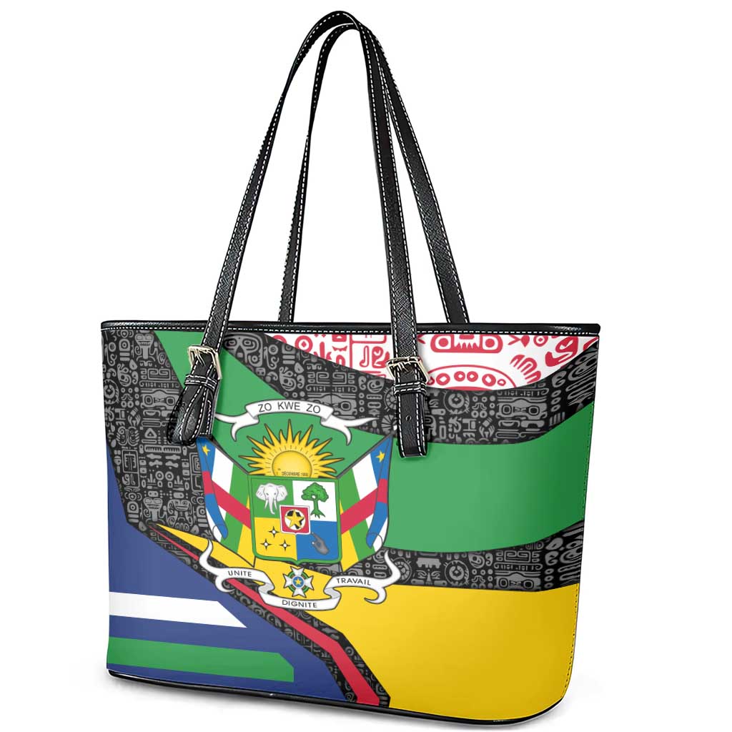 Central African Republic Leather Tote Bag Multicolor Tribal Design - African Pride