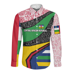 Central African Republic Long Sleeve Button Shirt Multicolor Tribal Design - African Pride
