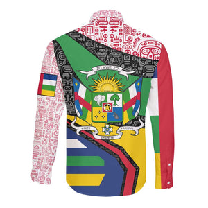 Central African Republic Long Sleeve Button Shirt Multicolor Tribal Design - African Pride