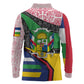 Central African Republic Long Sleeve Polo Shirt Multicolor Tribal Design - African Pride