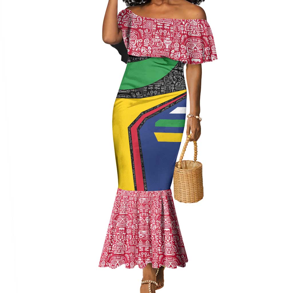 Central African Republic Mermaid Dress Multicolor Tribal Design - African Pride