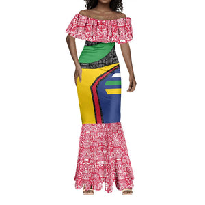 Central African Republic Mermaid Dress Multicolor Tribal Design - African Pride