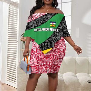 Central African Republic Off Shoulder Short Dress Multicolor Tribal Design - African Pride