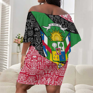 Central African Republic Off Shoulder Short Dress Multicolor Tribal Design - African Pride
