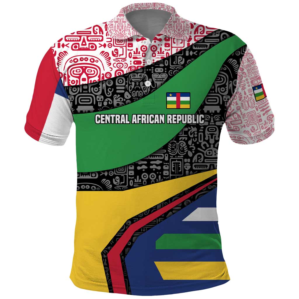 Central African Republic Polo Shirt Multicolor Tribal Design - African Pride