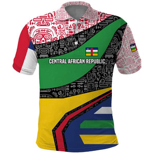 Central African Republic Polo Shirt Multicolor Tribal Design - African Pride