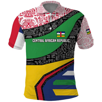 Central African Republic Polo Shirt Multicolor Tribal Design - African Pride