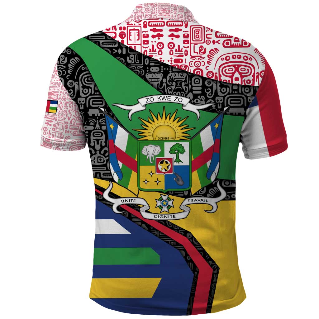 Central African Republic Polo Shirt Multicolor Tribal Design - African Pride