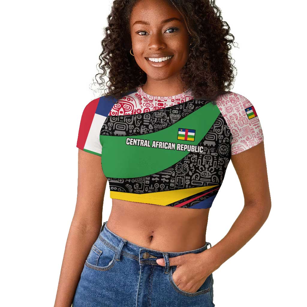 Central African Republic Raglan Cropped T shirt Multicolor Tribal Design - African Pride