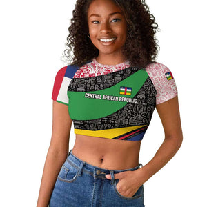 Central African Republic Raglan Cropped T shirt Multicolor Tribal Design - African Pride