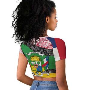 Central African Republic Raglan Cropped T shirt Multicolor Tribal Design - African Pride