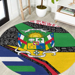 Central African Republic Round Carpet Multicolor Tribal Design - African Pride