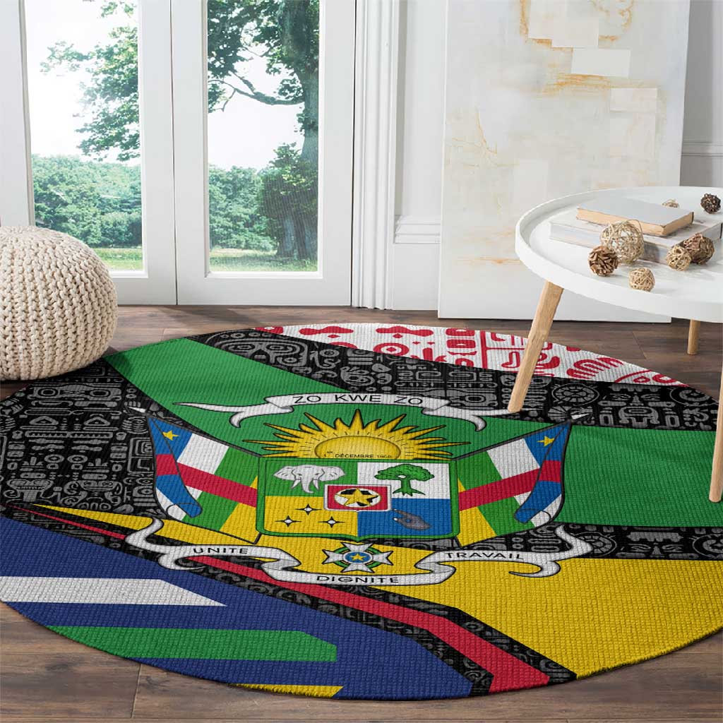 Central African Republic Round Carpet Multicolor Tribal Design - African Pride