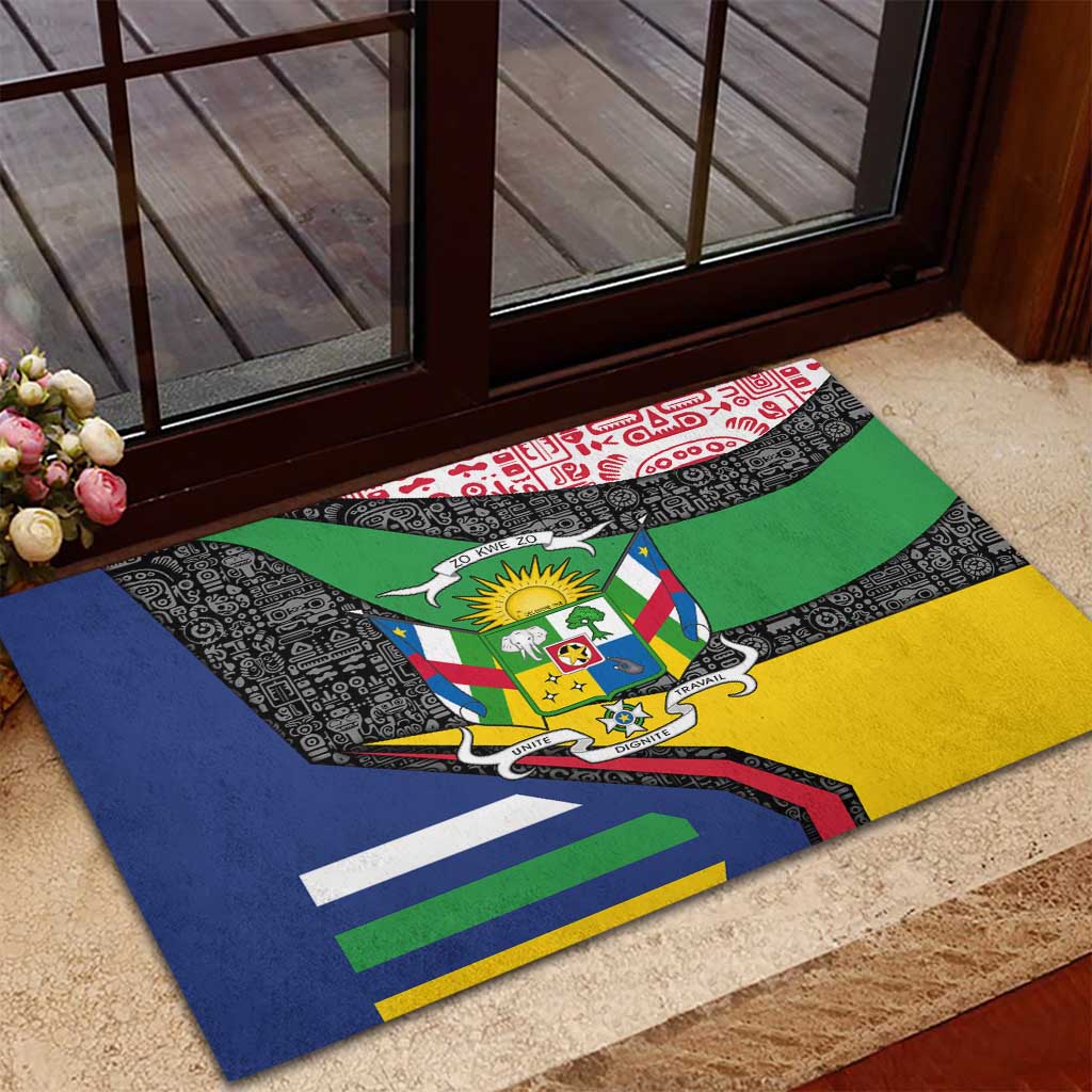 Central African Republic Rubber Doormat Multicolor Tribal Design - African Pride