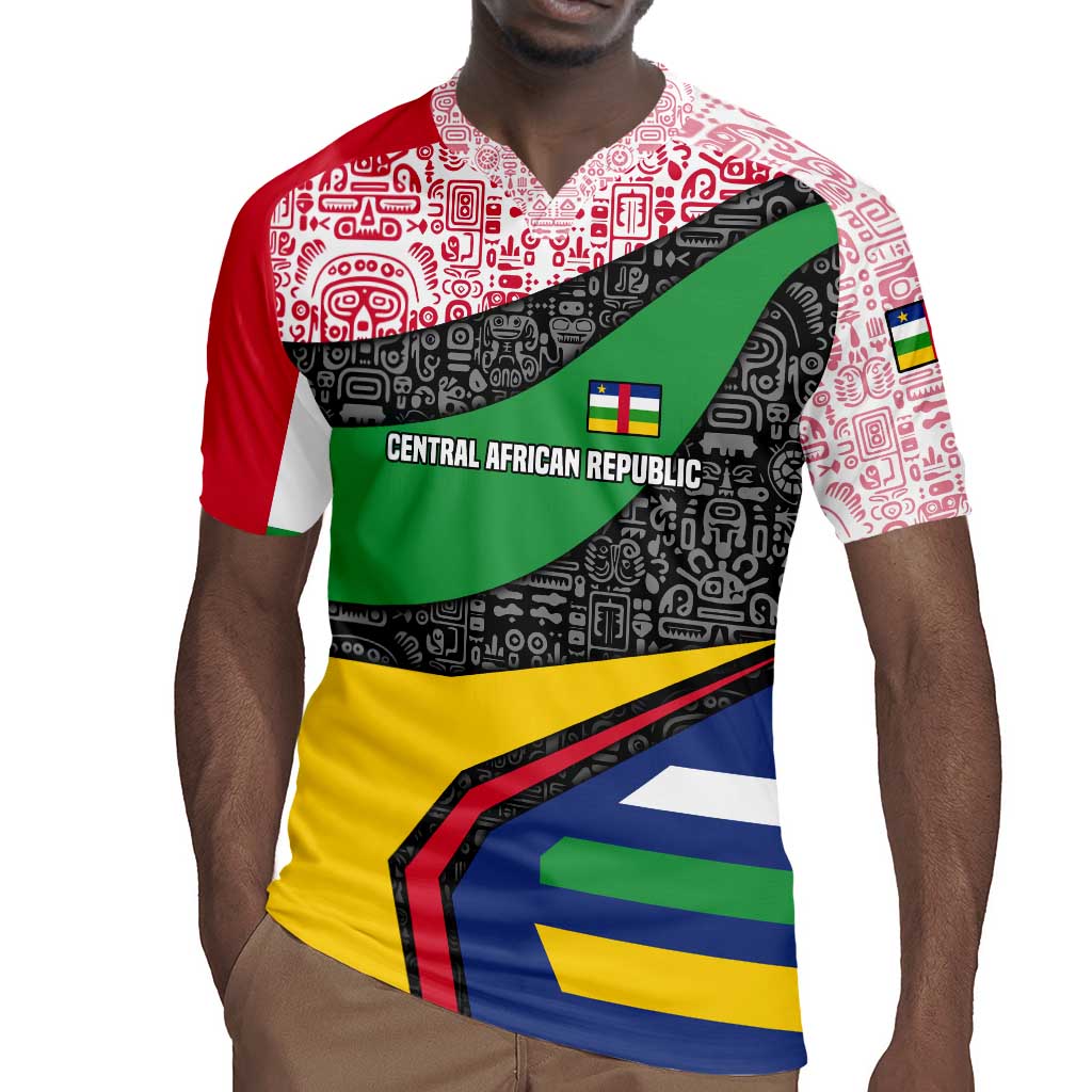 Central African Republic Rugby Jersey Multicolor Tribal Design - African Pride