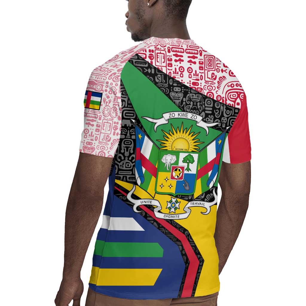 Central African Republic Rugby Jersey Multicolor Tribal Design - African Pride