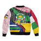 Central African Republic Sleeve Zip Bomber Jacket Multicolor Tribal Design - African Pride