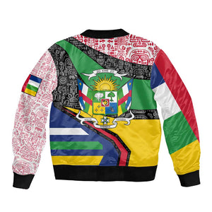 Central African Republic Sleeve Zip Bomber Jacket Multicolor Tribal Design - African Pride