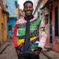 Central African Republic Sleeve Zip Bomber Jacket Multicolor Tribal Design - African Pride
