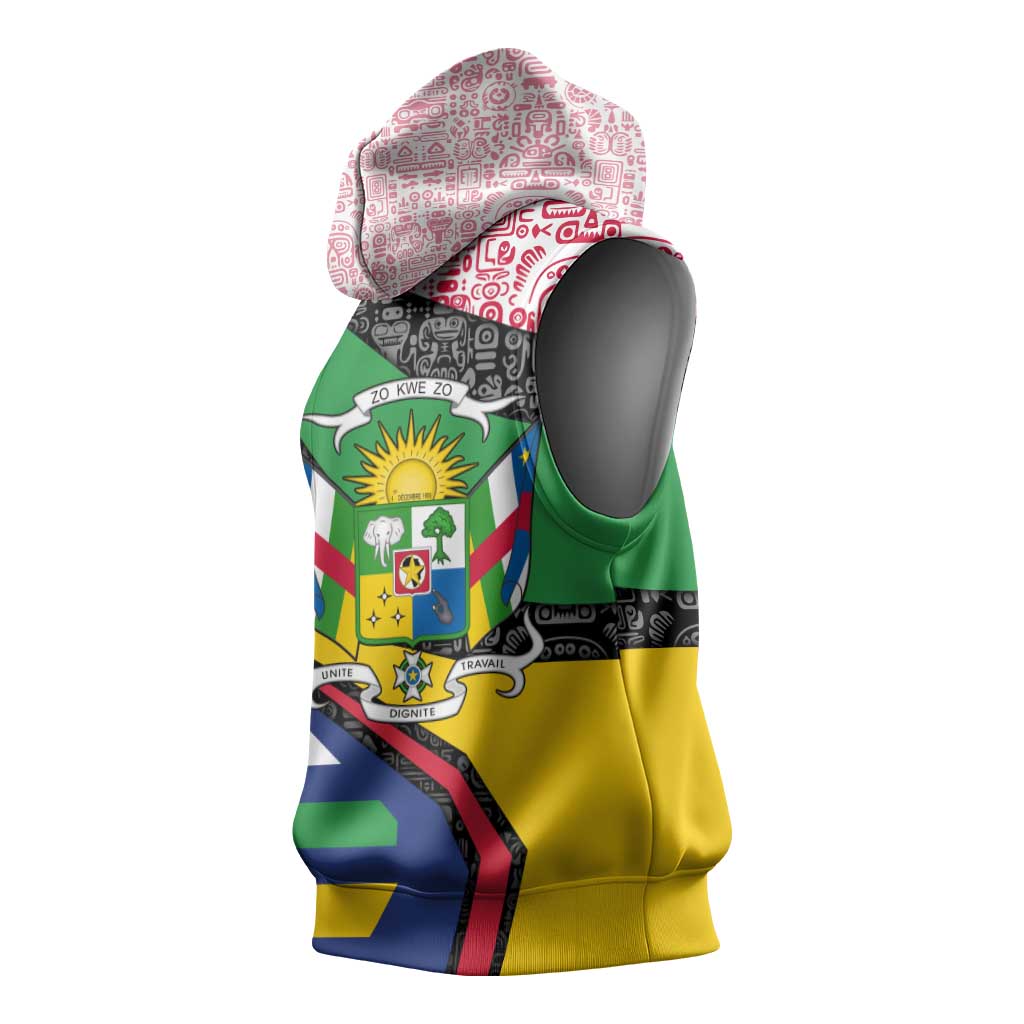 Central African Republic Sleeveless Hoodie Multicolor Tribal Design - African Pride