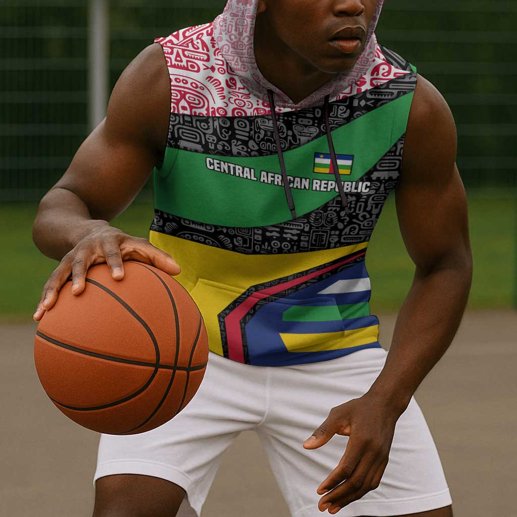 Central African Republic Sleeveless Hoodie Multicolor Tribal Design - African Pride