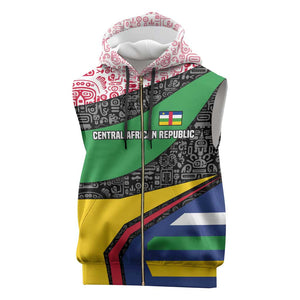 Central African Republic Sleeveless Zip Hoodie Multicolor Tribal Design - African Pride