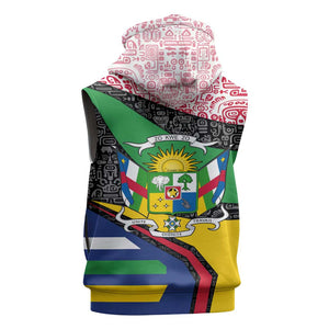 Central African Republic Sleeveless Zip Hoodie Multicolor Tribal Design - African Pride