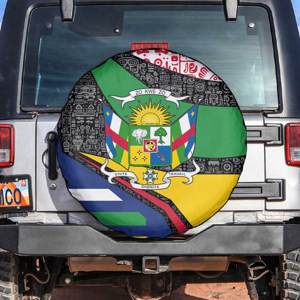 Central African Republic Spare Tire Cover Multicolor Tribal Design - African Pride