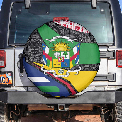 Central African Republic Spare Tire Cover Multicolor Tribal Design - African Pride