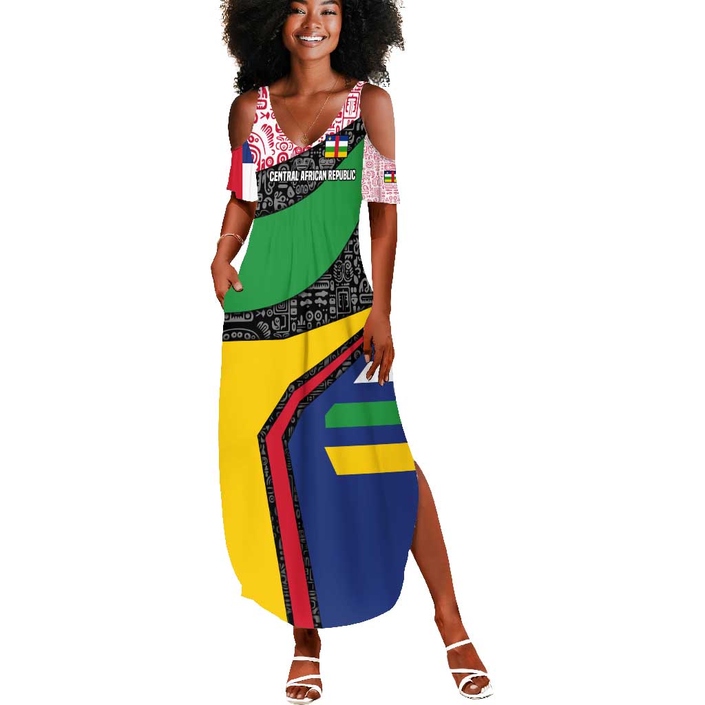Central African Republic Summer Maxi Dress Multicolor Tribal Design - African Pride