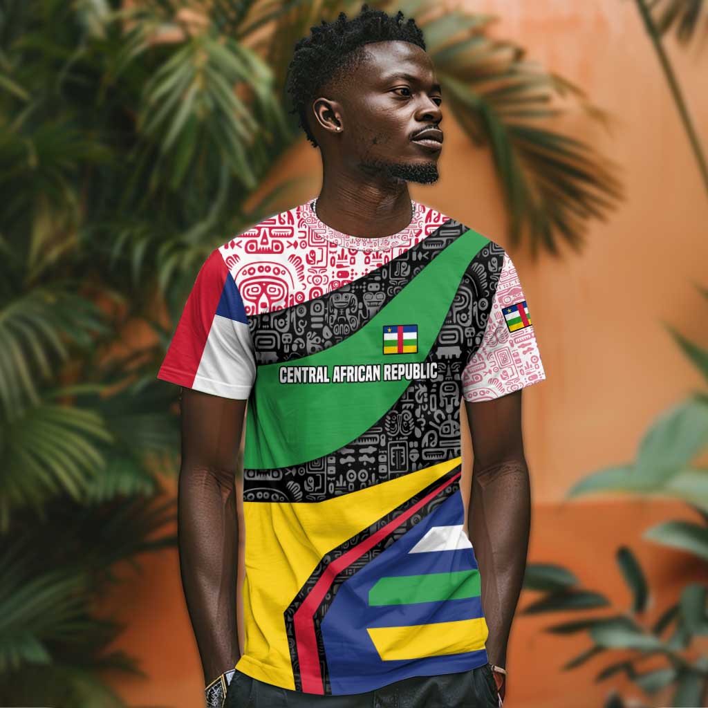 Central African Republic T shirt Multicolor Tribal Design - African Pride