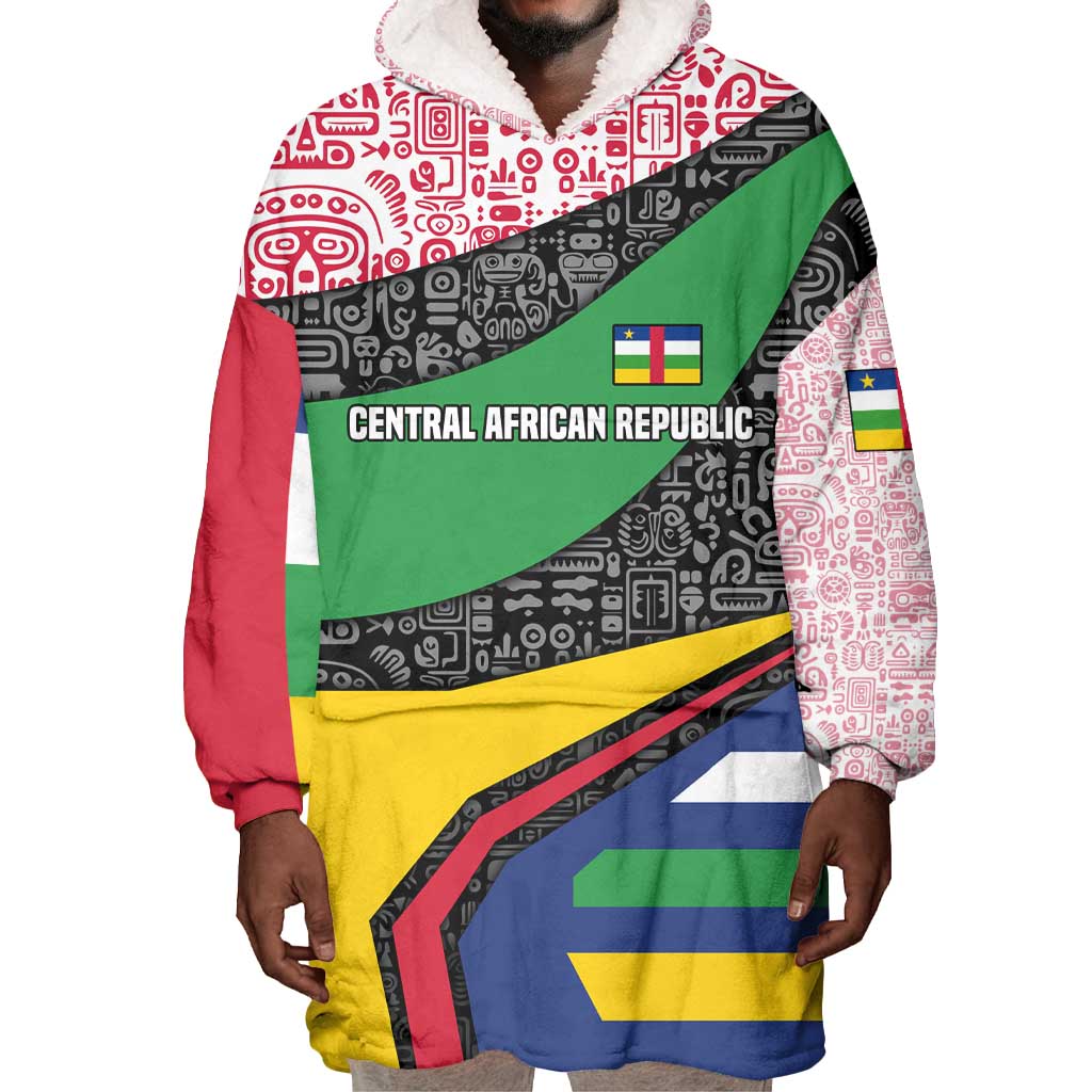 Central African Republic Wearable Blanket Hoodie Multicolor Tribal Design - African Pride