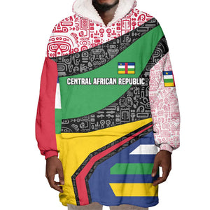Central African Republic Wearable Blanket Hoodie Multicolor Tribal Design - African Pride