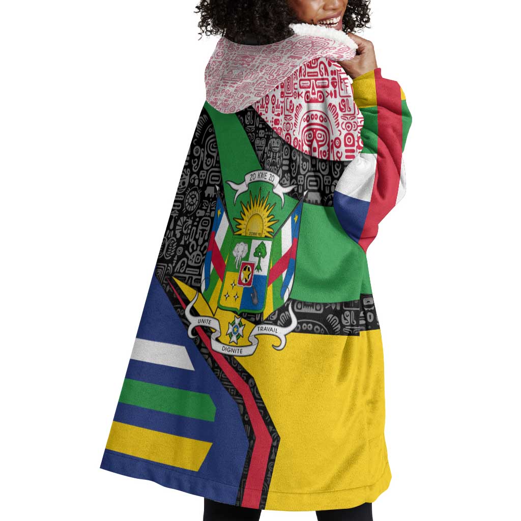 Central African Republic Wearable Blanket Hoodie Multicolor Tribal Design - African Pride