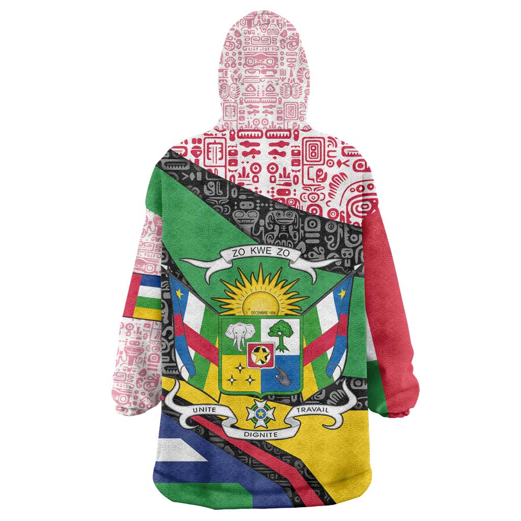 Central African Republic Wearable Blanket Hoodie Multicolor Tribal Design - African Pride