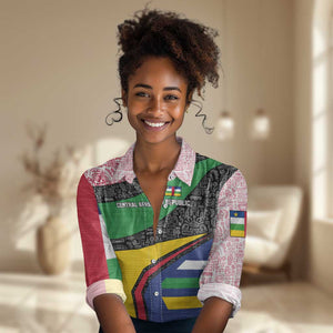 Central African Republic Women Casual Shirt Multicolor Tribal Design - African Pride