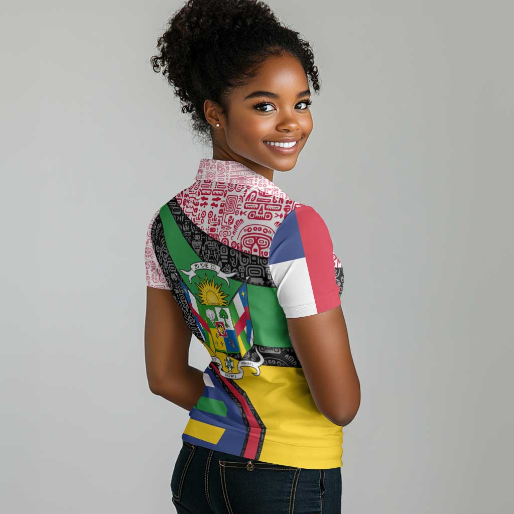 Central African Republic Women Polo Shirt Multicolor Tribal Design - African Pride