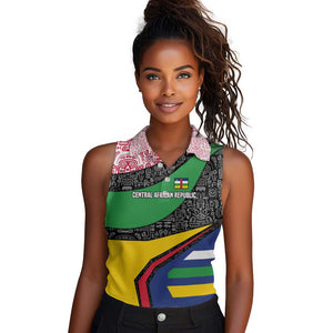 Central African Republic Women Sleeveless Polo Shirt Multicolor Tribal Design - African Pride