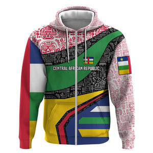 Central African Republic Zip Hoodie Multicolor Tribal Design - African Pride