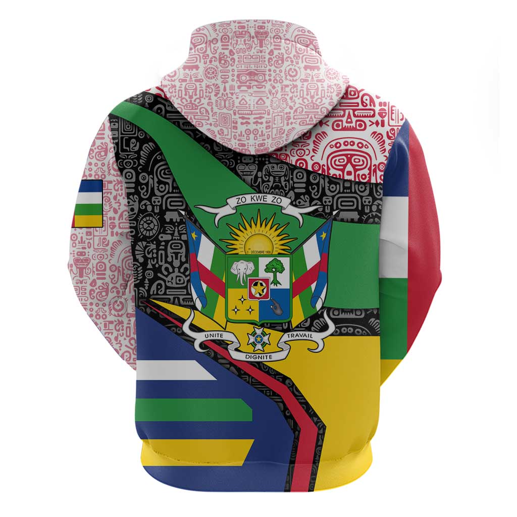 Central African Republic Zip Hoodie Multicolor Tribal Design - African Pride