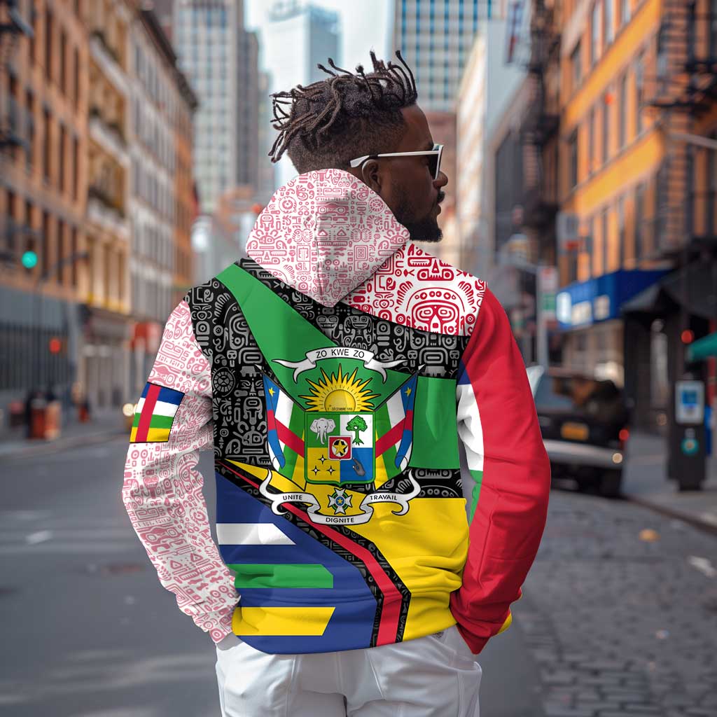 Central African Republic Zip Hoodie Multicolor Tribal Design - African Pride