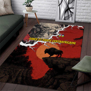 Central African Republic Area Rug Red Black Nature Design and Buffalo - African Pride