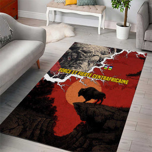 Central African Republic Area Rug Red Black Nature Design and Buffalo - African Pride