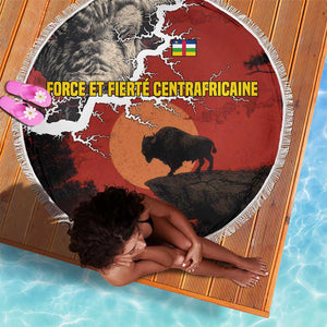 Central African Republic Beach Blanket Red Black Nature Design and Buffalo - African Pride
