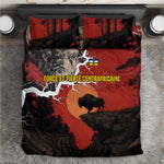 Central African Republic Bedding Set Red Black Nature Design and Buffalo - African Pride