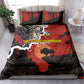 Central African Republic Bedding Set Red Black Nature Design and Buffalo - African Pride