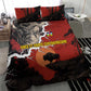 Central African Republic Bedding Set Red Black Nature Design and Buffalo - African Pride