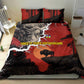 Central African Republic Bedding Set Red Black Nature Design and Buffalo - African Pride
